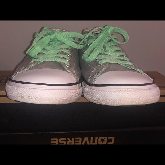 EUC Girls Size 5 Teal Grey Converse - Picture 6 of 7